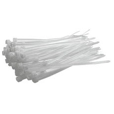 203mm x 2.5mm White Cable Ties - 100 Pack