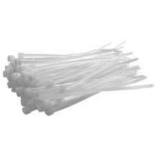 200mm x 4.8mm White Cable Ties - 100 Pack