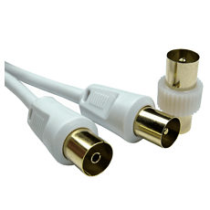 5m White TV Aerial Extension Cable Gold Plated Male to Female
